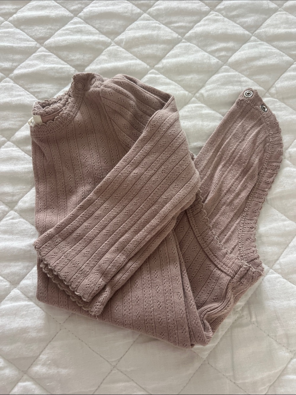 Kendo by Colored Organics Knit Baby Romper in Dusty Mauve